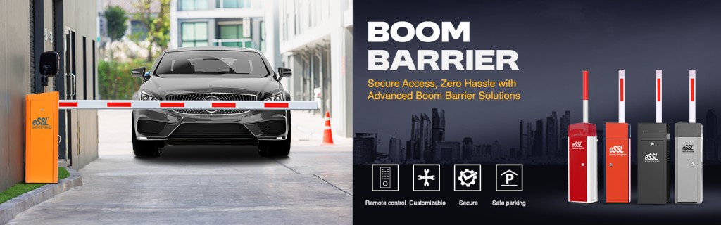 Vehicle boom barrier at gate
