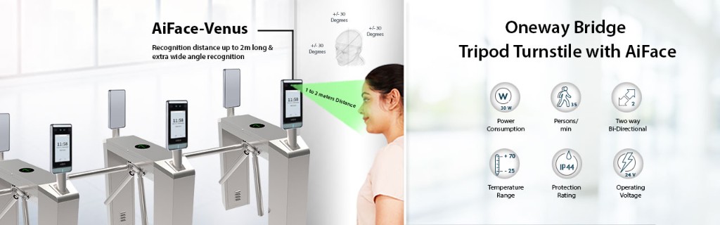 Tripod turnstile with face terminal
